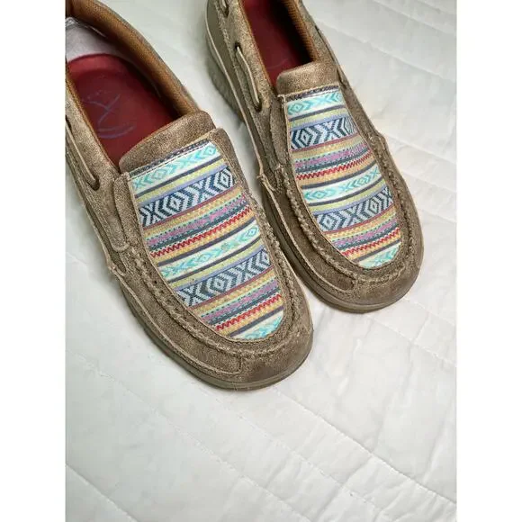 Twisted X Women's Slip On Driving Mocassins, Aztec Western, Machine Washable - Picture 5 of 6